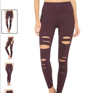 Purple distressed leggings